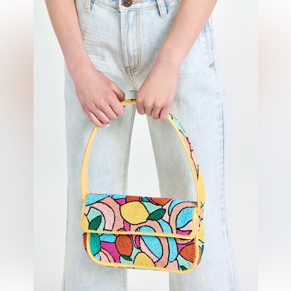 🌺🎉HP🎉🌺 NWOT Staud Beaded Tommy Bag Citrus 🌟Rare Find🌟 - Picture 11 of 16